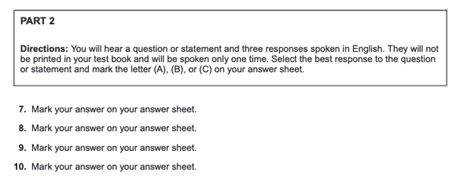 TOEIC Listening Part 2 sample
