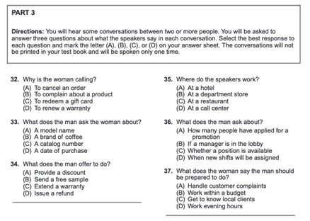 TOEIC Listening Part  3 sample