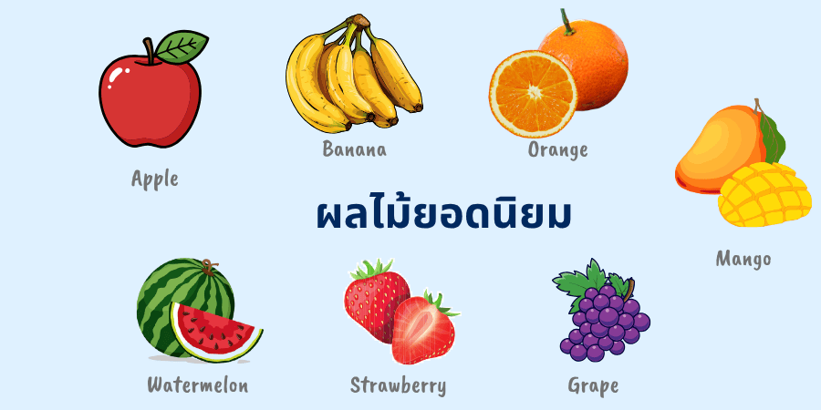 20 คำศัพท์ผลไม้พื้นฐานที่ใช้บ่อยที่สุด