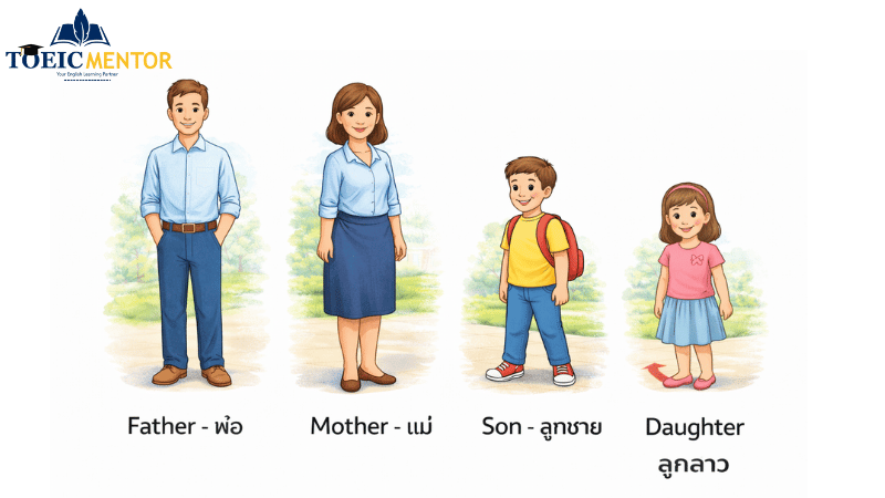 คำศัพท์ครอบครัวเดี่ยว: เน้นคำศัพท์แกนกลาง