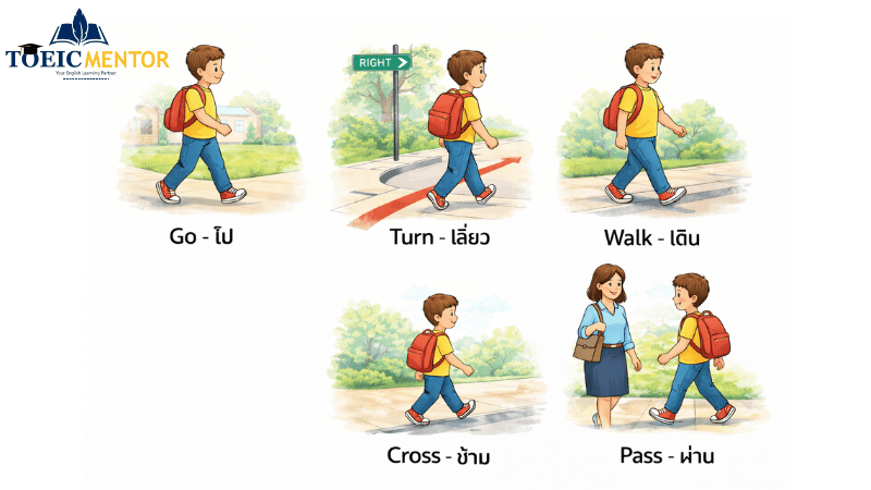 ส่วนที่ 1: คำศัพท์เกี่ยวกับการบอกทางและทิศทาง