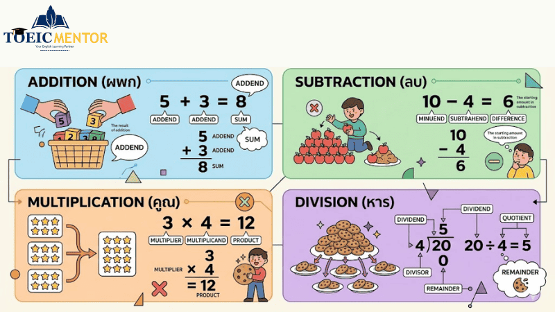 ปฏิบัติการพื้นฐาน: บวก ลบ คูณ หาร (Four Operations)