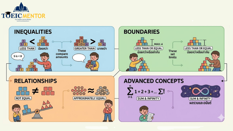 เครื่องหมายเปรียบเทียบและลำดับ (Comparison & Order Symbols)