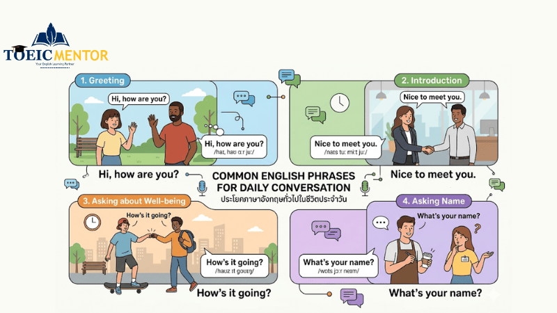 ประโยคทักทาย การแนะนำตัว และการเริ่มต้นบทสนทนาที่ประทับใจ